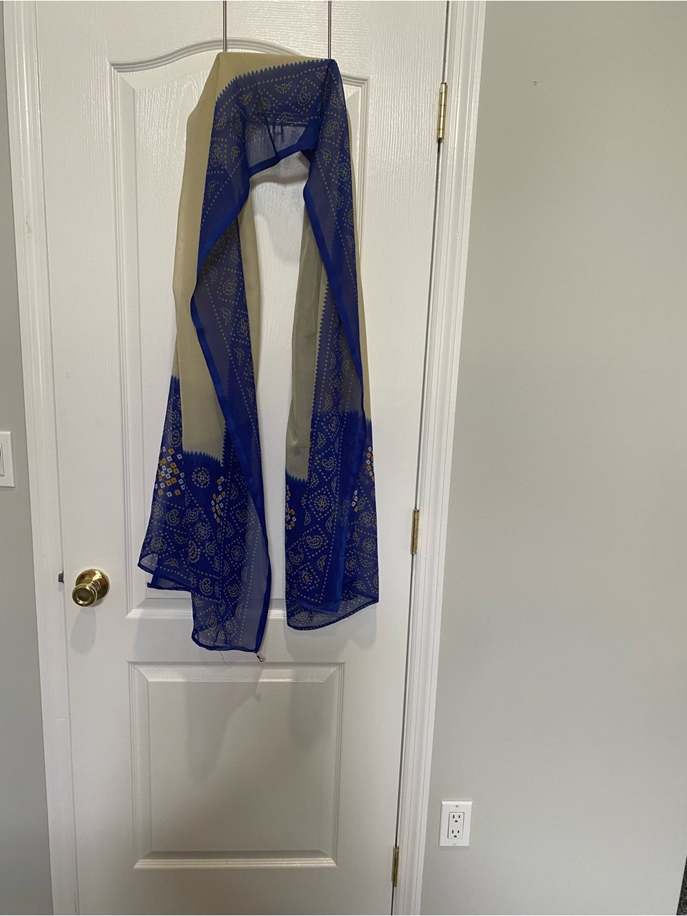 Sheer Blue Paisley Pattern Long Scarf